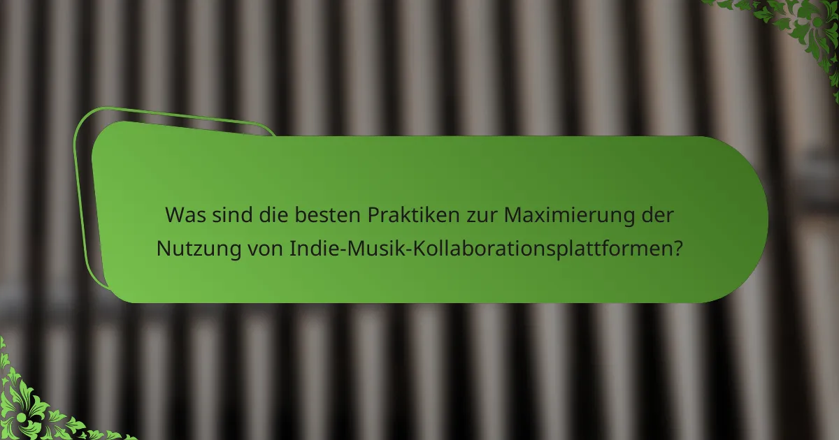 Was sind die besten Praktiken zur Maximierung der Nutzung von Indie-Musik-Kollaborationsplattformen?