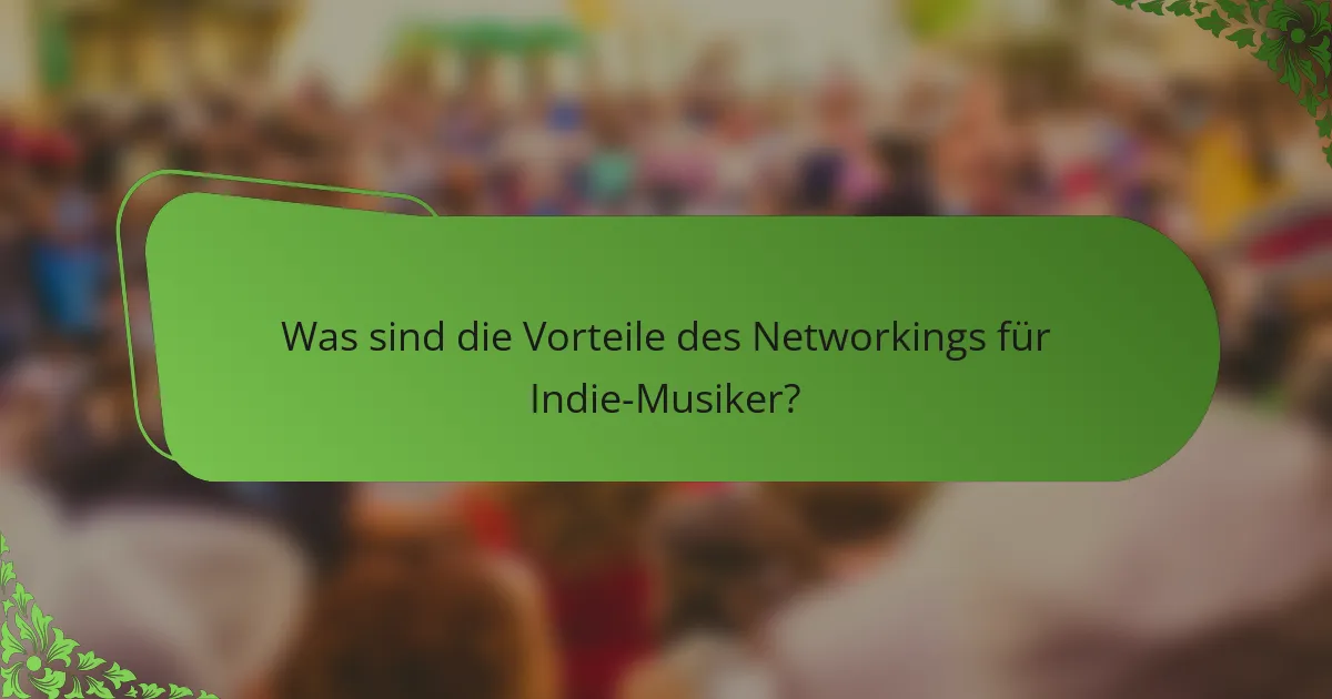 Was sind die Vorteile des Networkings für Indie-Musiker?