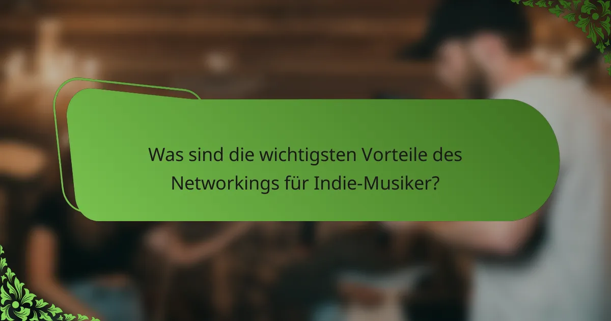 Was sind die wichtigsten Vorteile des Networkings für Indie-Musiker?