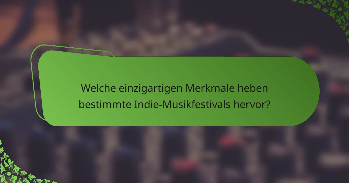 Welche einzigartigen Merkmale heben bestimmte Indie-Musikfestivals hervor?