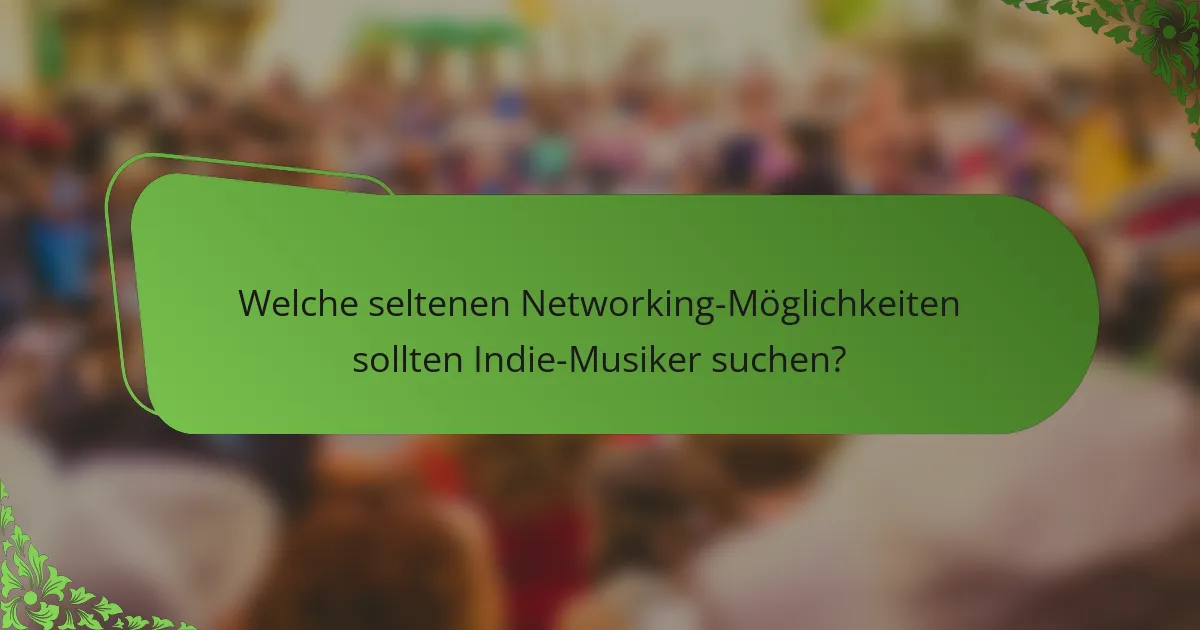 Welche seltenen Networking-Möglichkeiten sollten Indie-Musiker suchen?