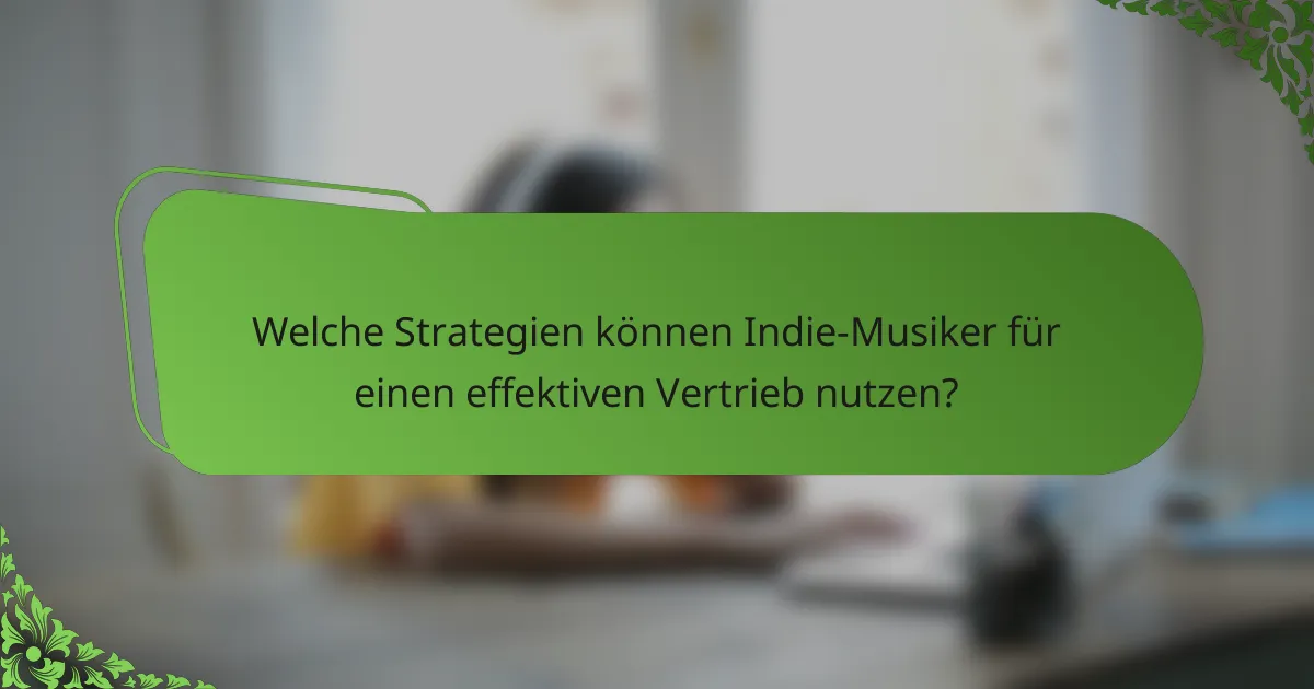 Welche Strategien können Indie-Musiker für einen effektiven Vertrieb nutzen?